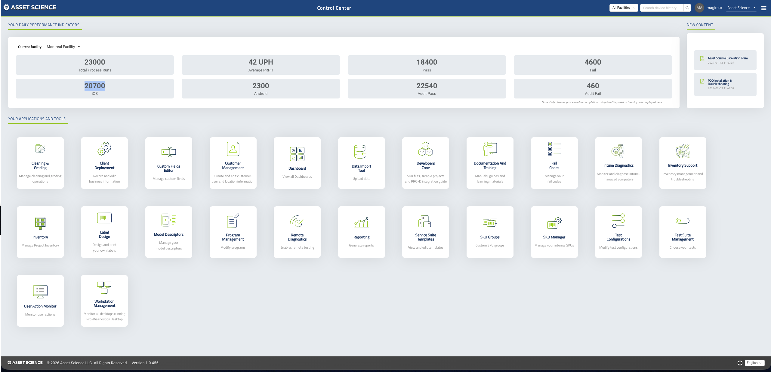 Asset Science Control Center — manage your entire refurbishment operation from one dashboard